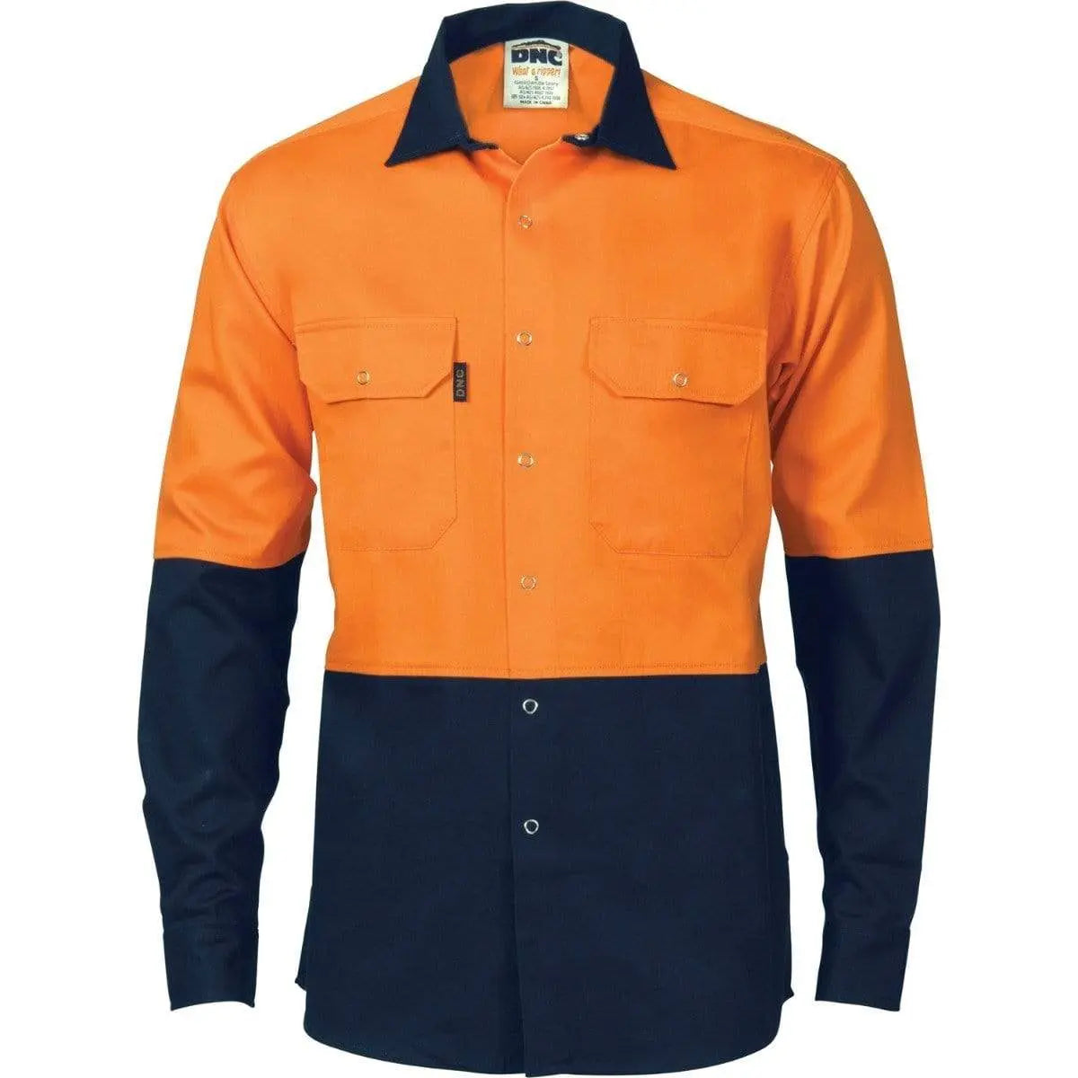 Dnc Workwear Hi-vis Two Tone Drill Shirt With Press Studs - 3838 Metro Workwear.